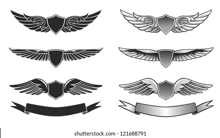 Winged insignias and ribbons