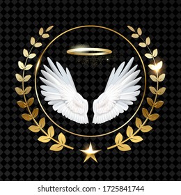 winged laurel wreath logo gold vector