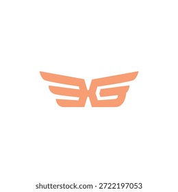 Vector de diseño de logotipo de carta EG alada
