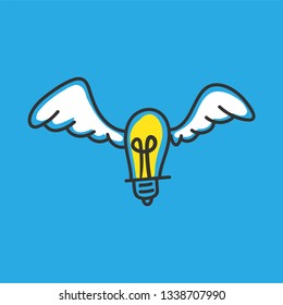 Winged light bulb doodle