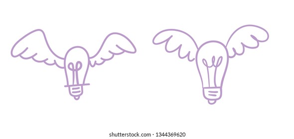 Winged light bulb doodle