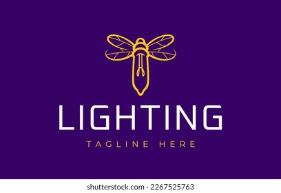 Winged Light Bulb Logo Design. Light Bulb with Wings Refer to Firefly Business Logo Design.