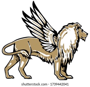 Winged lion, cut out - vector illustration