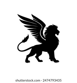 winged lion emblem  ancient symbol vector illustration lion logo