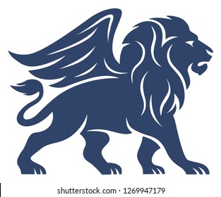 Winged lion icon symbol vector design