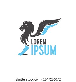 Winged Lion king logo design, premium business template.