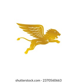 winged lion logo icon vector