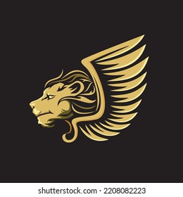 winged lion logo illustration looks elegant