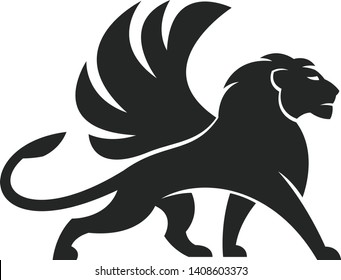 Winged lion on a white background