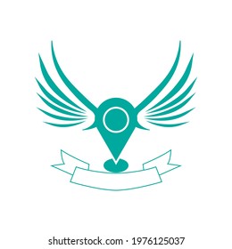 winged location vector illustration, suitable for tourism logos and icons, air travel