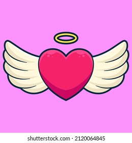 Winged Love Vector Illustration on Isolated Background