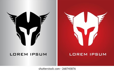 Winged mask Mascot. Winged head Warrior. Warrior helmet. . Conqueror. endeavor icon, Suitable for team identity, insignia, emblem, symbol, mascot, sport team icon, product identity, etc.