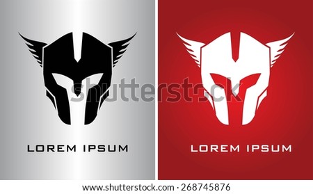 Winged mask Mascot. Winged head Warrior. Warrior helmet. . Conqueror. endeavor icon, Suitable for team identity, insignia, emblem, symbol, mascot, sport team icon, product identity, etc.