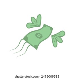 winged money is flying vector illustration concept design template