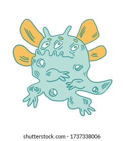 Winged monster insect. Baby print