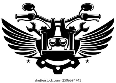 winged motorcycle illustration design vector