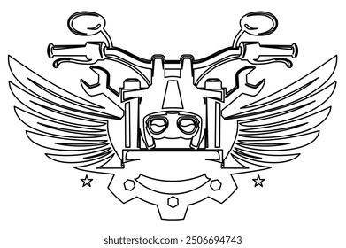 winged motorcycle illustration design vector