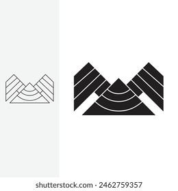 winged mountain logo, visualized simply and elegantly, Line art style and silhouette stylish.