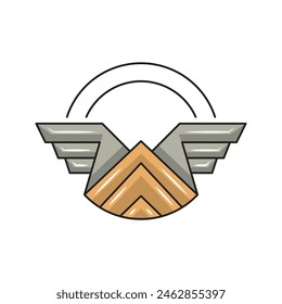 winged mountain logo, with wings forming the letter W. logo modern sign template. solid color style.