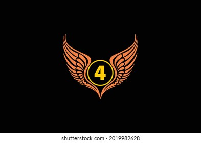 winged number 04 vector logo concept