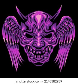 winged oni mask vector illustration