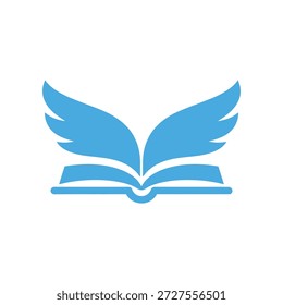 Icono de libro abierto alado. Signo y símbolo de Educación. Conocimiento de diseño de logotipos. Ilustración vectorial aislada sobre fondo blanco.