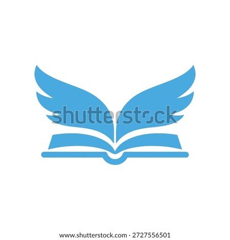 Winged open book icon. Education sign and symbol. Knowledge logo design. Vector illustration isolated on white background.