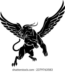 Winged Panther, Mythical Creature Silhouette