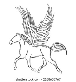 Winged Pegasus Sketch On White Background Stock Vector (Royalty Free ...