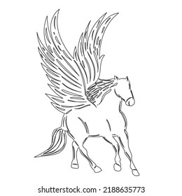 Winged Pegasus Sketch On White Background Stock Vector (Royalty Free ...