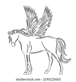 Winged Pegasus Sketch On White Background Stock Vector (Royalty Free ...