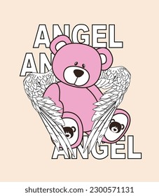 winged pink angel teddy bear