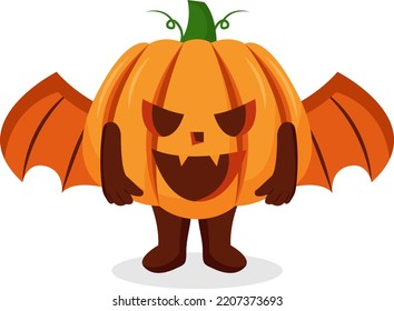 Winged Pumpkin Character Design Illustration