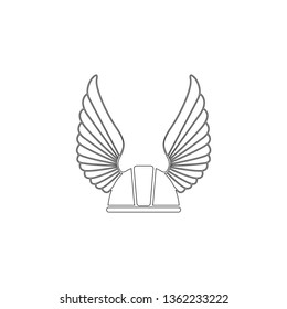 Winged racer helmet. simple flat vector icon illustration. outline line symbol - editable stroke