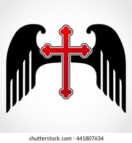 winged red cross / vector illustration