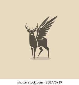 Winged reindeer - vector illustration