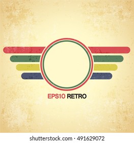 winged retro circle on grunge background