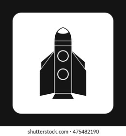 Winged rocket icon in simple style isolated on white background. Aircraft symbol