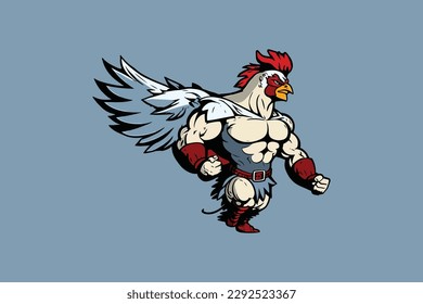 Winged Rooster Illustration mascot design