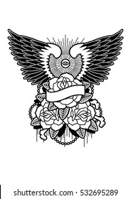Diseño del tatuaje rosa alado