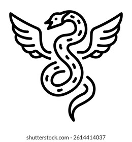 A winged serpent icon in line style 