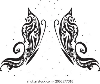 patrón de dibujo vectorial de forma alada para el diseño de camisetas.eps
