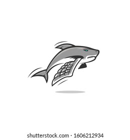 Winged Shark Logo Vector Icon Illustration
