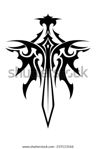 Winged Sharp Sword Tribal Style Fantasy Stock Vector (Royalty Free ...