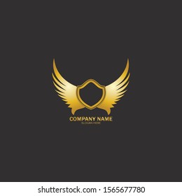 Golden Winged Shield Crown Logo Heraldry Stock Vector (Royalty Free ...