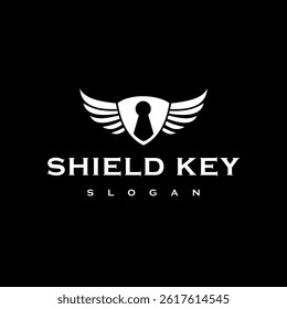 Winged Shield Keyhole Security Logo Vector