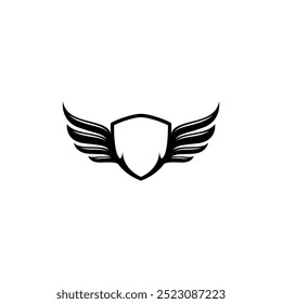 Winged Shield Vector in flat template logo design style