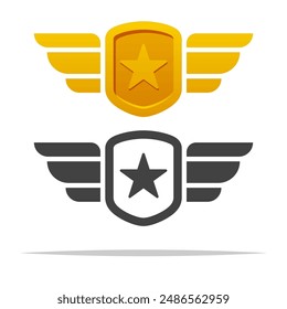 Winged shield vector isolated illustration