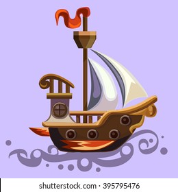 winged ship, illustration, cartoon