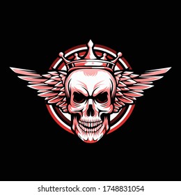 winged skull awesome logo vector